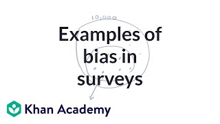 Examples of bias in surveys  Study design  AP Statistics  Khan Academy [upl. by Adnawot]